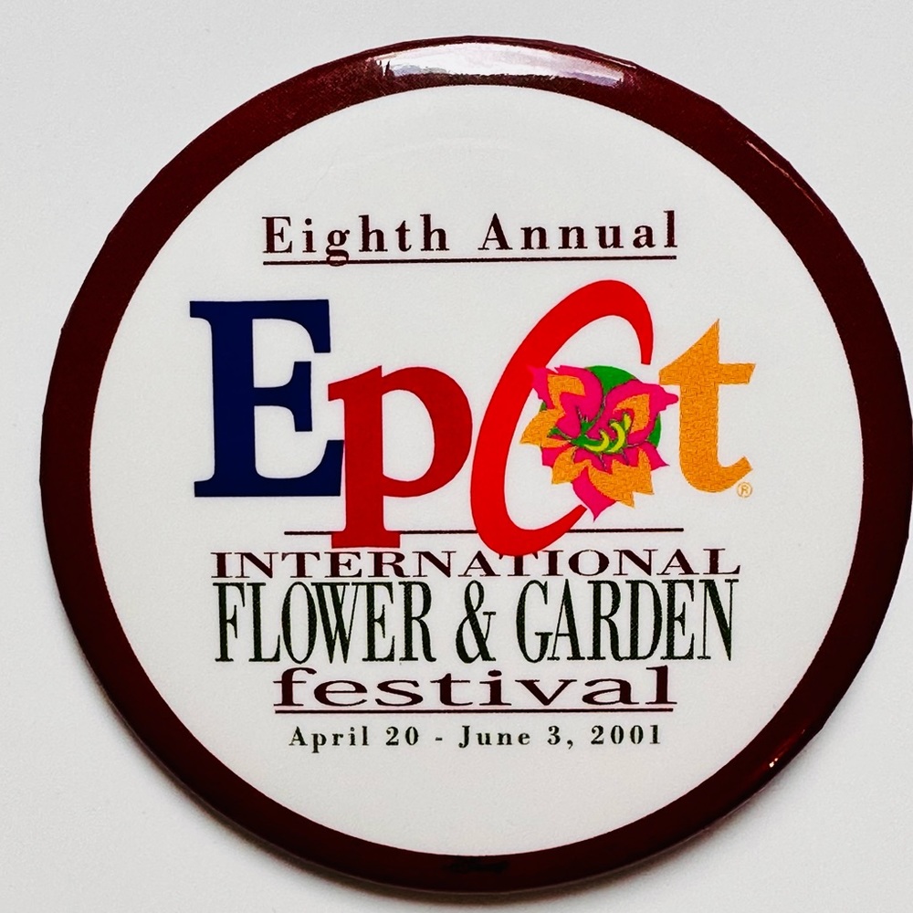 Epcot 8TH Annual International Flower & Garden Festival Disney Button Pin 2001